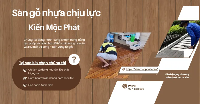 Sàn gỗ nhựa chịu lực Kiến Mộc Phát
