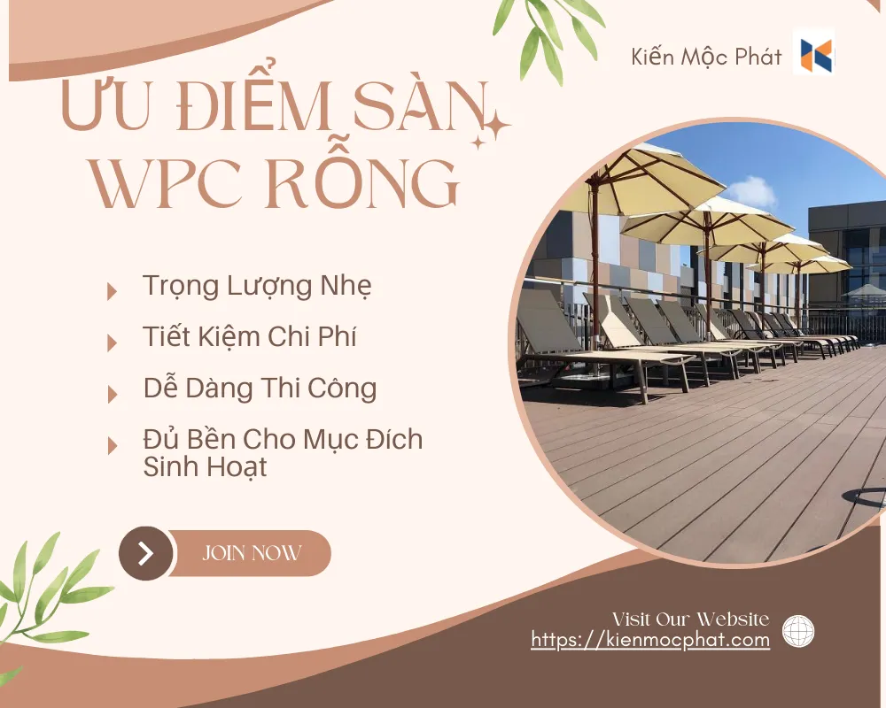 Ưu điểm của sàn gỗ nhựa WPC rỗng