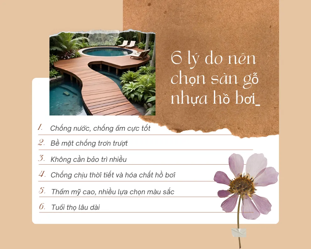 6 lý do nên chọn sàn gỗ nhựa cho khu vực hồ bơi