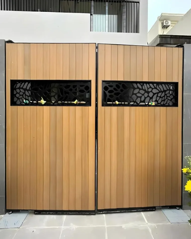 Cổng gỗ nhựa 2 cánh