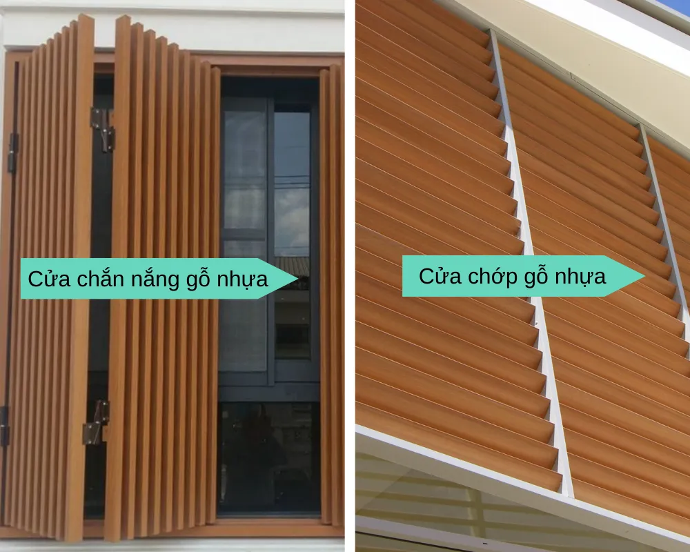 Cửa chớp gỗ nhựa và cửa chắn nắng gỗ nhựa composite