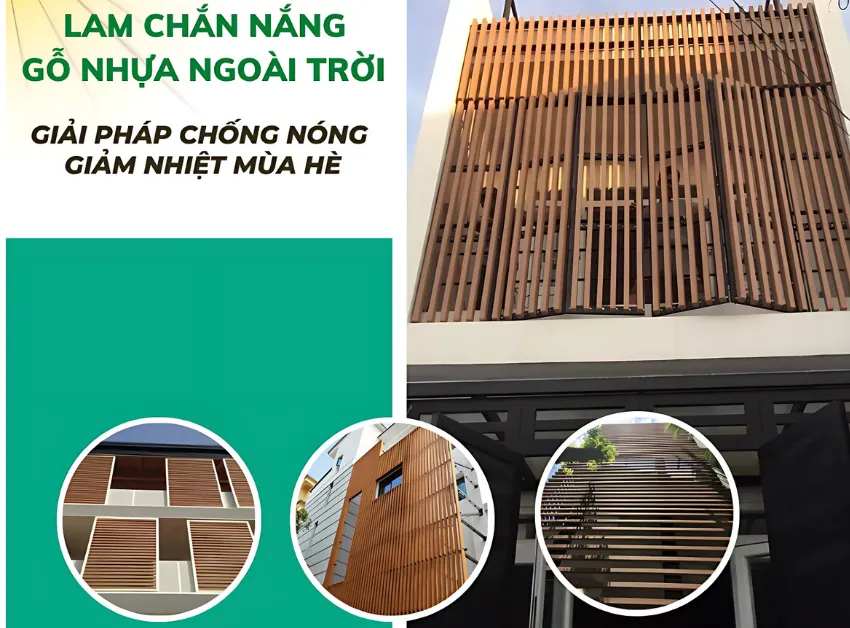 Lam chắn nắng gỗ nhựa composite Lam chắn nắng gỗ nhựa composite
