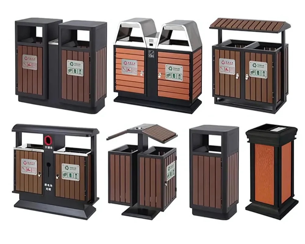 Các mẫu thùng rác gỗ nhựa ngoài trời đẹp