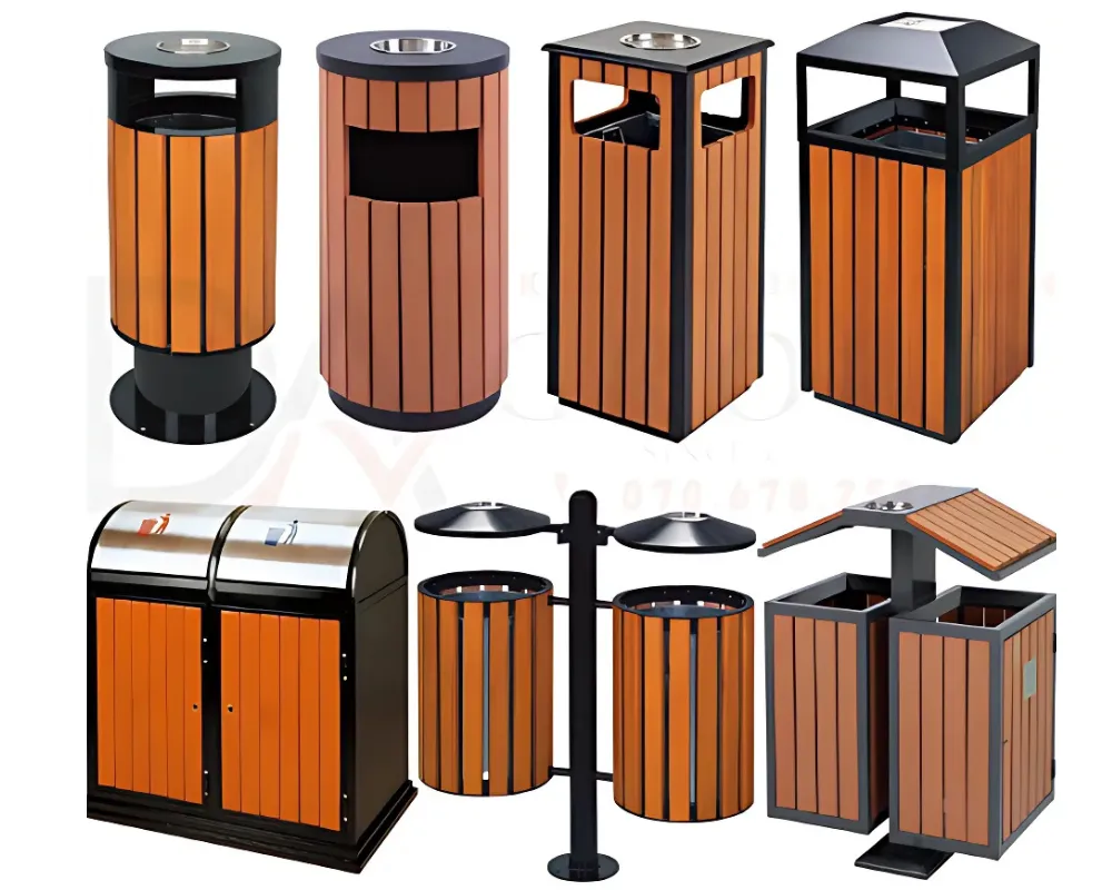 Các mẫu thùng rác gỗ nhựa ngoài trời