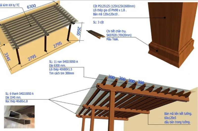 Cấu tạo giàn hoa gỗ nhựa