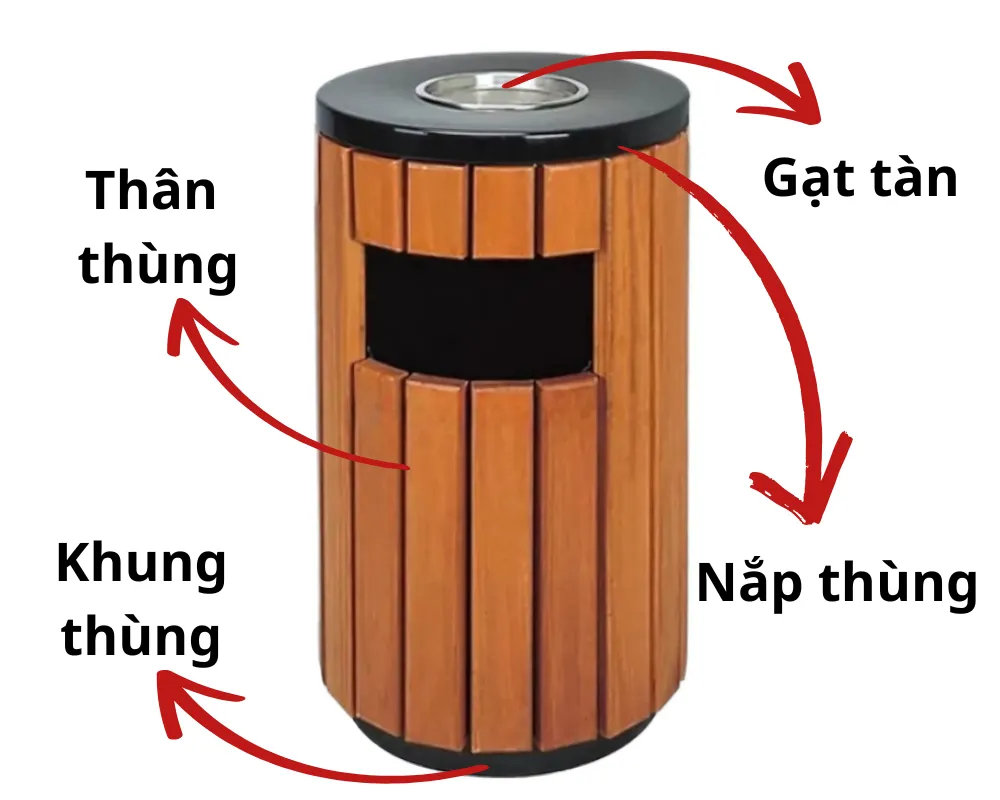 Cấu tạo thùng rác gỗ nhựa