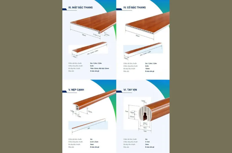 Một số thiết kế của tay vịn cầu thang gỗ nhựa
