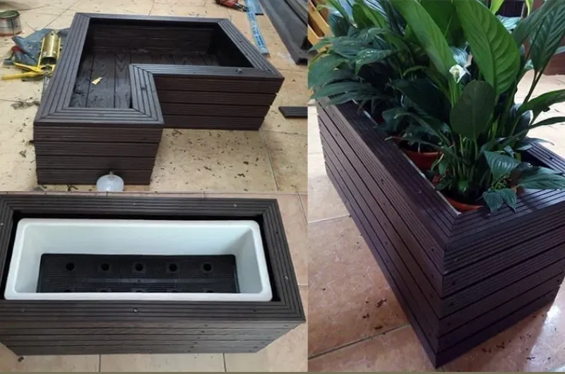 Thi công bồn hoa gỗ nhựa
