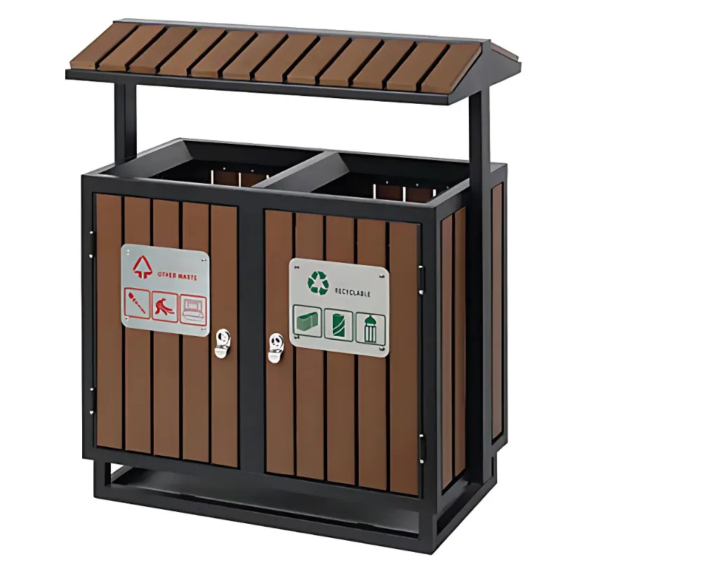 Thùng rác gỗ nhựa 2 ngăn