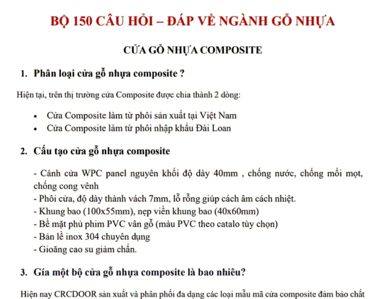 Bộ 150 câu hỏi và đáp án về ngành gỗ nhựa