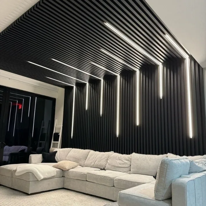 Tấm ốp nan gỗ nhựa kết hợp đèn LED