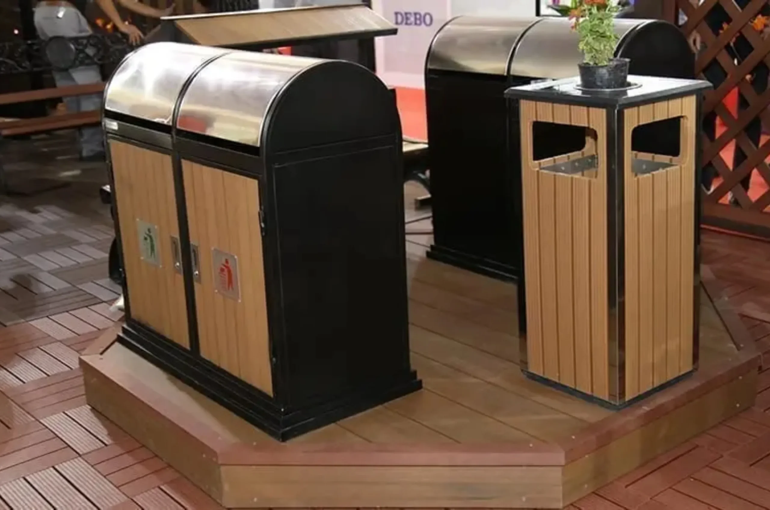 Thùng rác gỗ nhựa đẹp