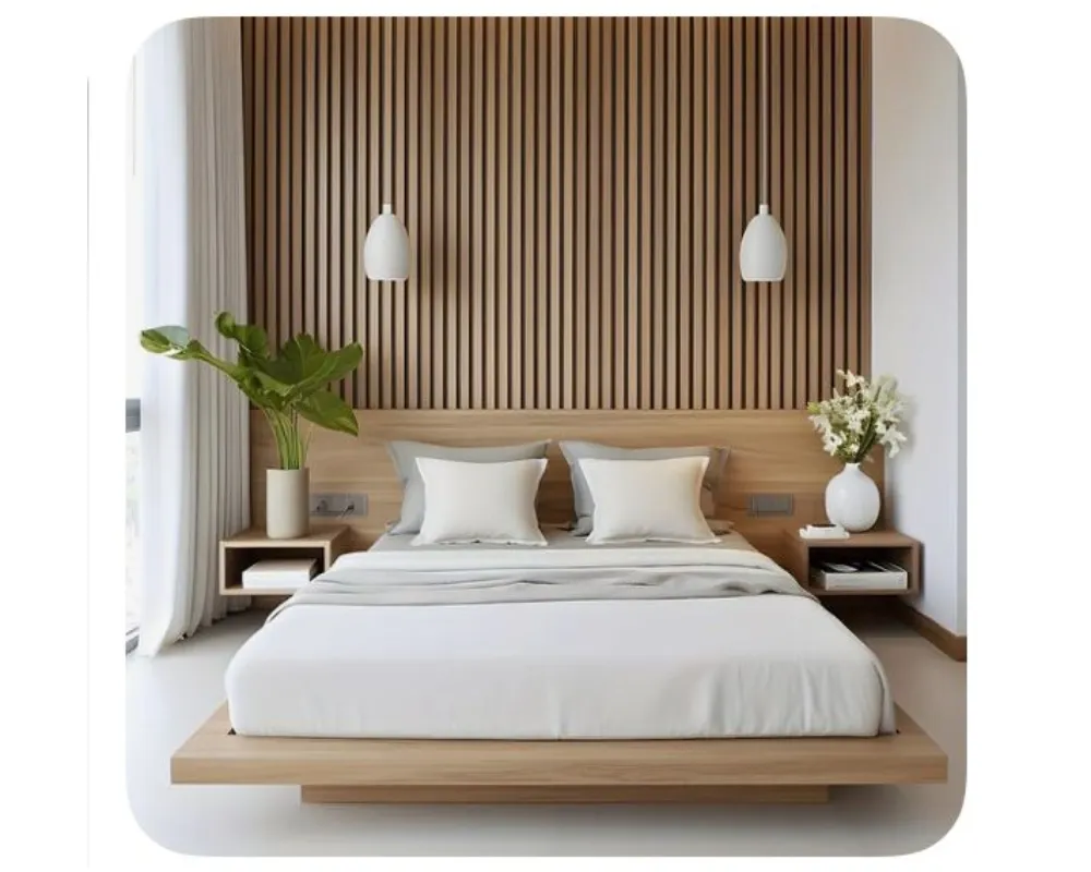 Nan gỗ nhựa ốp tường phòng ngủ