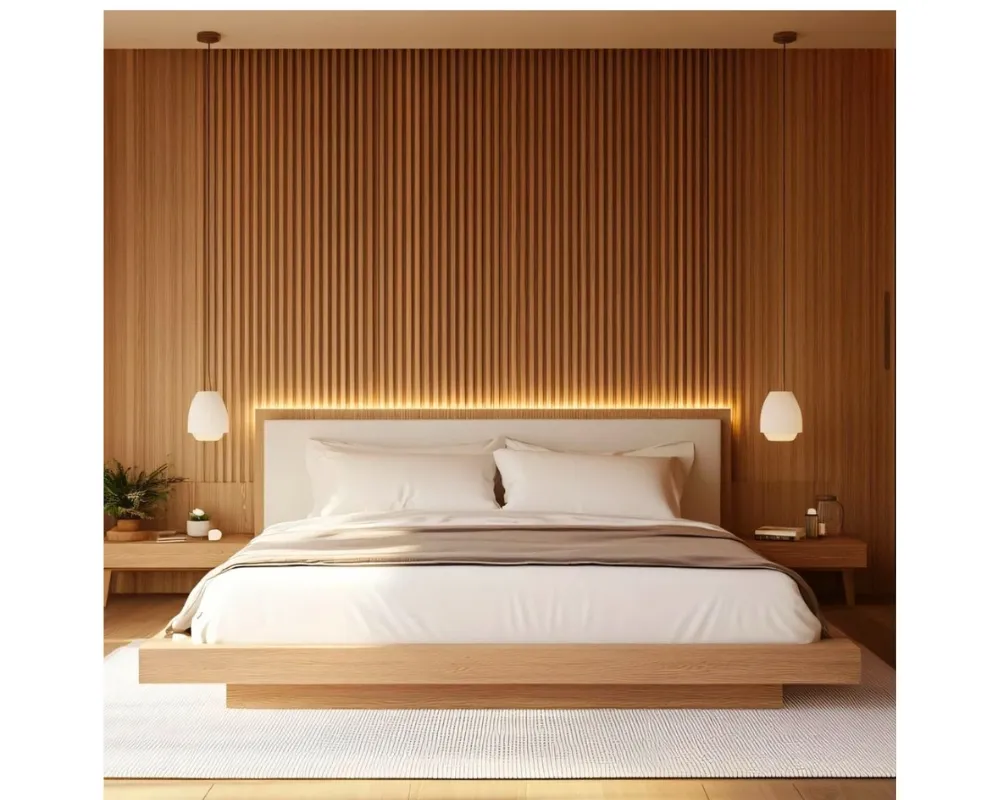 Nan gỗ nhựa ốp tường phòng ngủ