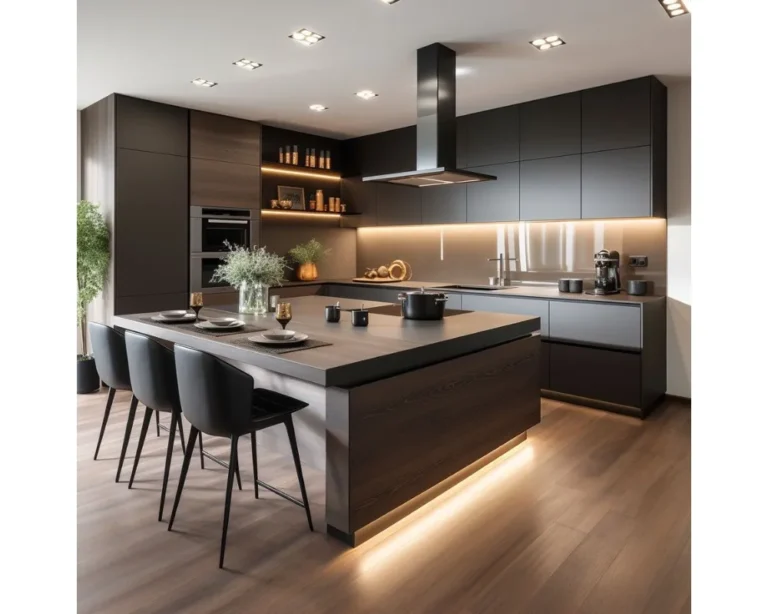 Thiết kế tủ bếp gỗ nhựa chữ L tối ưu góc bếp tiện dụng