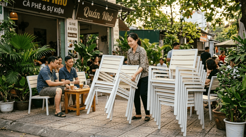 bàn ghế gỗ nhựa