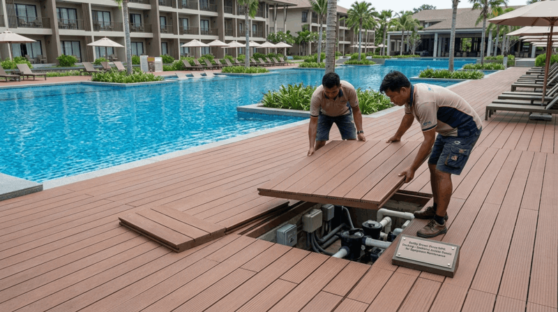 sàn gỗ nhựa hồ bơi
