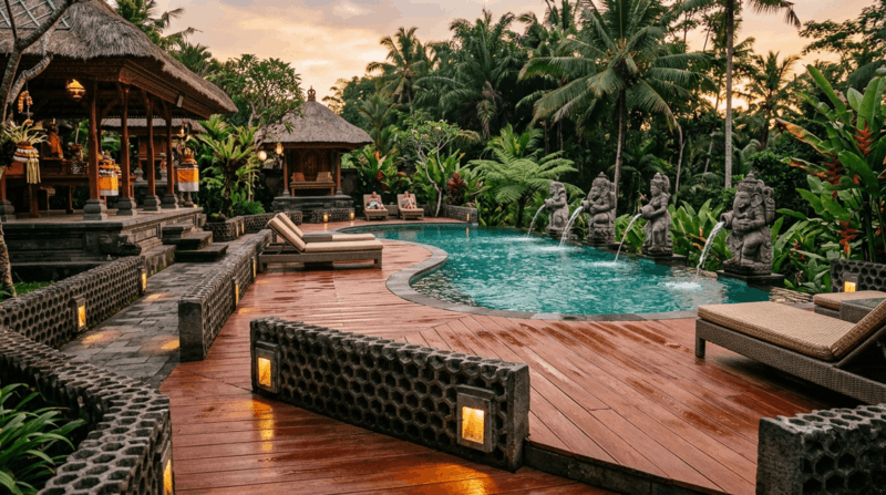 sàn gỗ nhựa hồ bơi