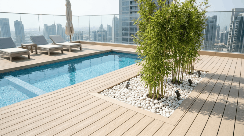 sàn gỗ nhựa hồ bơi