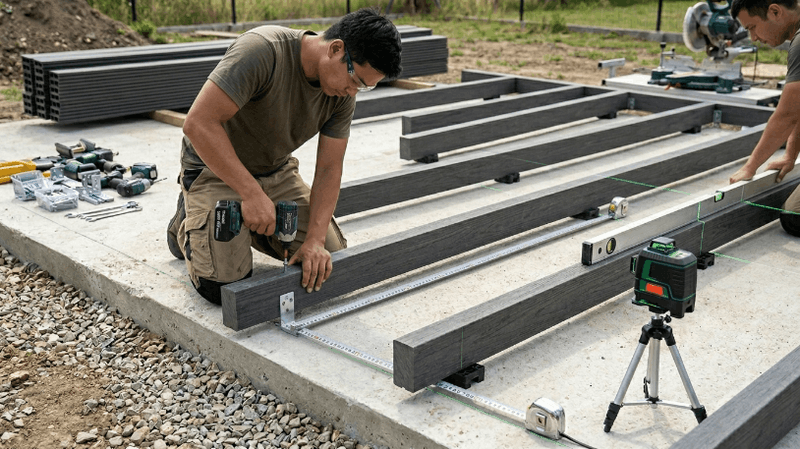 thi công sàn gỗ nhựa ngoài trời